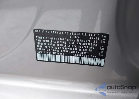 2015 Volkswagen Golf Tsi Se 4-Door z USA, uszkodzony, nr VIN 3VW217AU4FM088201